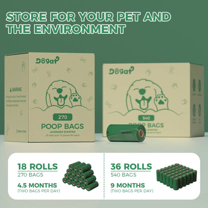 270/540 Counts Extra Thick green Biodegradable Pet Poop Waste Bags with Dispenser for Dogs, Lavender Scented, Carrier