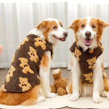 Large Dog Sweater - Plush Bear Pattern Warm Winter Hoodie Coat for Big Pets