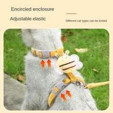 Cartoon Bee Cat Harness Set - Adjustable Double Layer Collar & Leash - Small Medium Pets