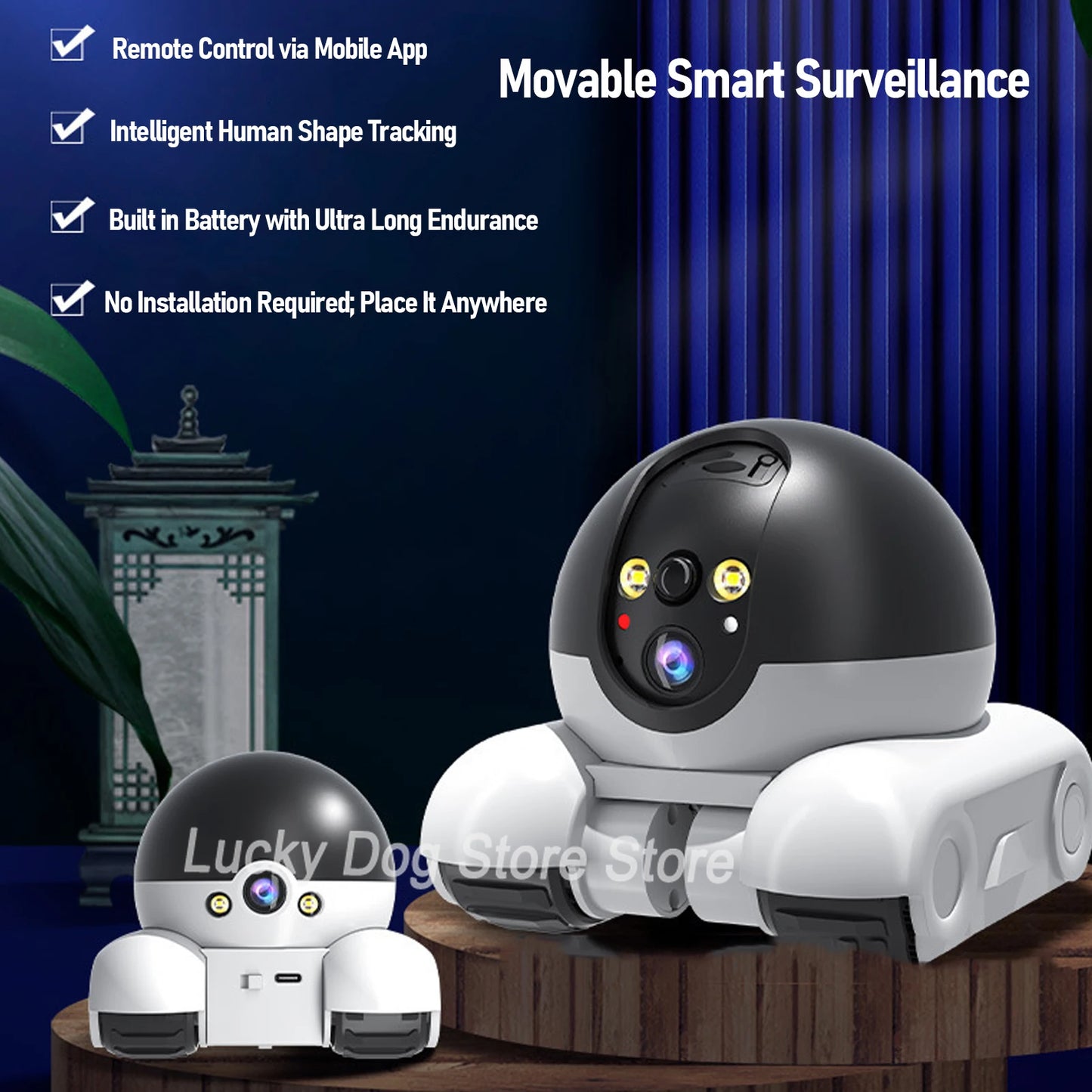 WIFI Movable Pet Webcam One Key Following Shot 2 Way Talk 1080P 2MP Double Lens APP Remote Control Camera for Home for Cats Dogs