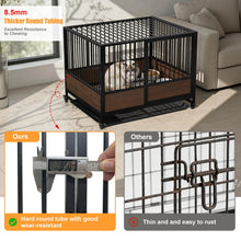 Heavy Duty Dog Crate - Rolling Pet Kennel with Removable Tray & Wheels