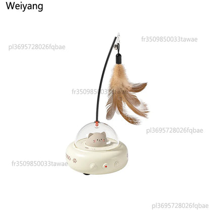 Electric UFO Cat Teaser, Smart Interactive Cat Toy, Replaceable Feather & Bell, Training Entertainment Pet Supplies