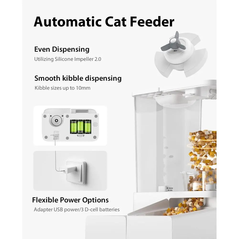 Automatic Cat Feeders, 4L Cat Water Dispenser, 2 in 1 Timed Dog Feeders, Automatic Pet Feeder and Waterer with 10s Voice Record
