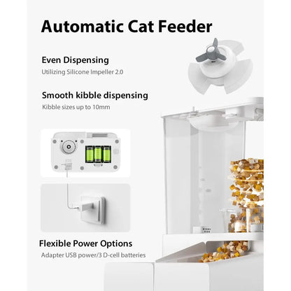 Automatic Cat Feeders, 4L Cat Water Dispenser, 2 in 1 Timed Dog Feeders, Automatic Pet Feeder and Waterer with 10s Voice Record