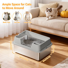 Extra Large Enclosed Stainless Steel Cat Litter Box, Metal Litter Pan for Big Cats, High Wall Sides & Non-Stick Bottom, Anti-Lea