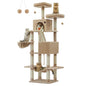 Feandrea scratching post Large, 206 cm High, XXL Cat Tree, with 13 Scratching Pillars, 2 Platforms, 2 Caves Basket hammock Plush balls