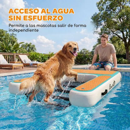 Pawhut Inflatable Water Ramp for Dogs for Pools Boats Lakes 151X102 cm with Non-Slip Eva Surface