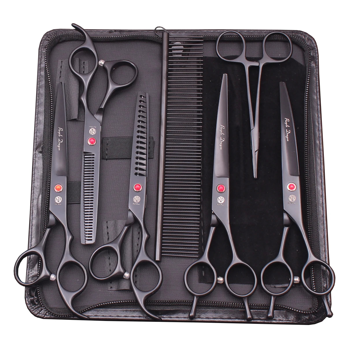 Dog Grooming Scissors Kit 7" 6.5" Stainless Pet Curved Scissors Thinning Scissors Straight Shears