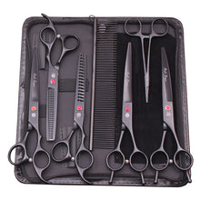 Dog Grooming Scissors Kit 7" 6.5" Stainless Pet Curved Scissors Thinning Scissors Straight Shears
