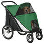 Foldable Pet Stroller with Washable Cushion, Storage Bags, Safety Leash for Medium and Large Dogs Cats Travel, Dark Green