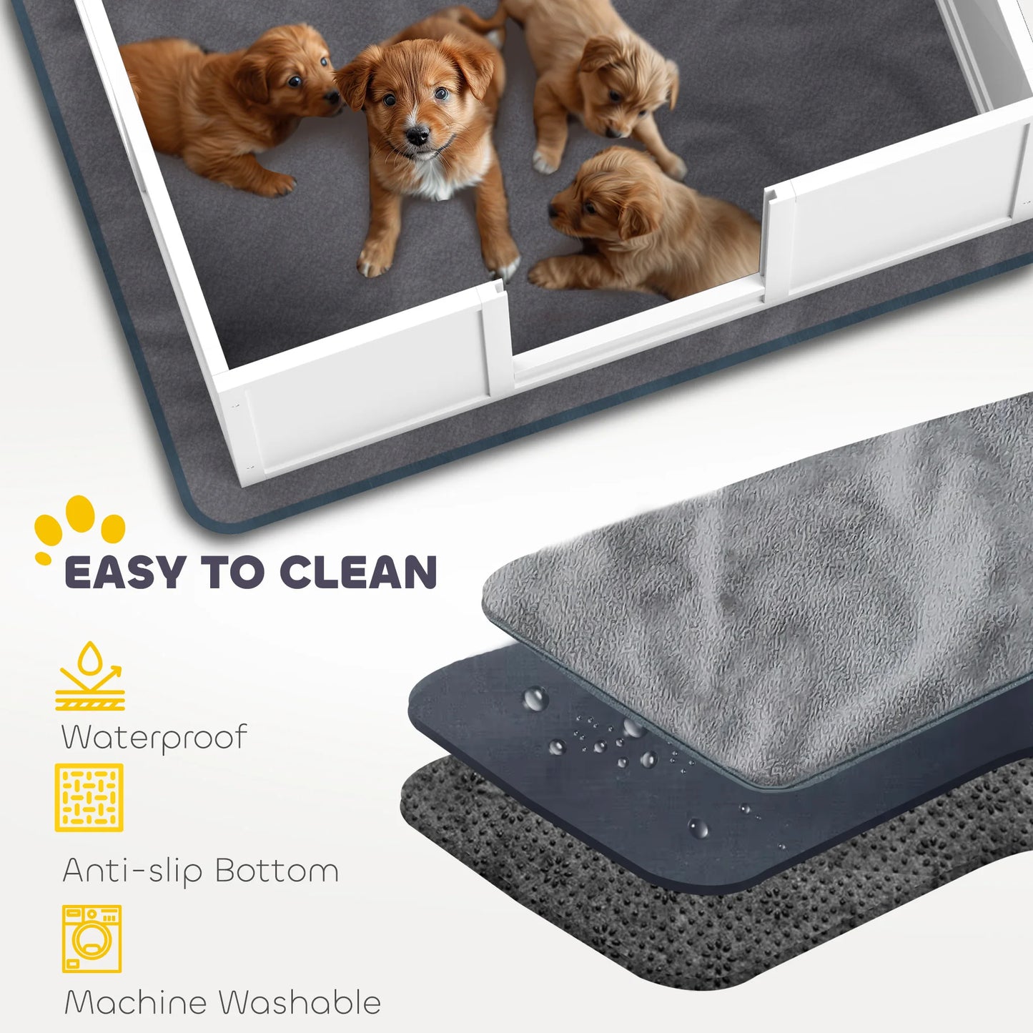 PawHut Dog Whelping Box with Whelping Pad, Adjustable Entrance, 124 x 120cm