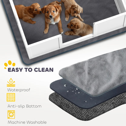 PawHut Dog Whelping Box with Whelping Pad, Adjustable Entrance, 124 x 120cm