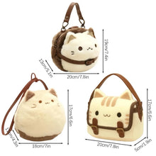 Cute Plush Cat Handbag Cute Stuffed Animal Handmade Backpack Large Capacity Shoulder Bag