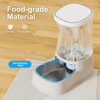 Pet Water Dispenser 3.85L Gravity Automatic Feeding, 304 Stainless Steel Bowl, Removable And Washable, Uncharged, No Battery, For Medium/ Large-Sized Dogs & Cats & Other Pets