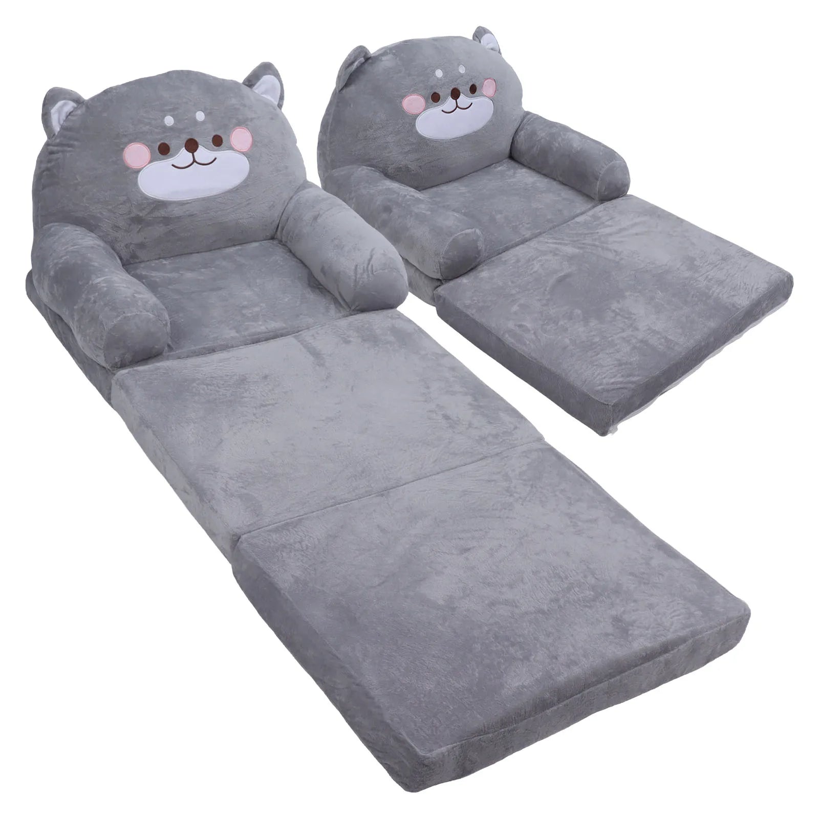 UK Kids Sofa Easy To Clean Soft Breathable Toddler Chair Stable Backrest Cartoon Gray Dog  Wide Handle for Relaxing
