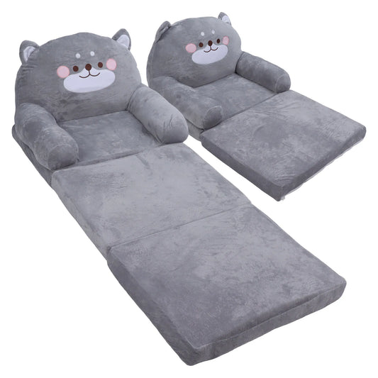 UK Kids Sofa Easy To Clean Soft Breathable Toddler Chair Stable Backrest Cartoon Gray Dog  Wide Handle for Relaxing