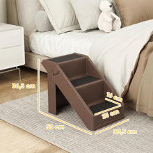 Foldable 3-Step Dog Stairs - Portable Pet Ramp - For Small Dogs & Cats - Bed & Sofa