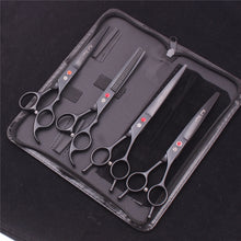 Dog Grooming Scissors Kit 7" 6.5" Stainless Pet Curved Scissors Thinning Scissors Straight Shears