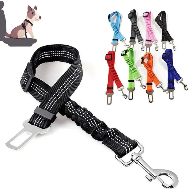 Reflective Dog Car Seat Belt - Adjustable Nylon Pet Tether - Safe Vehicle Travel Harness