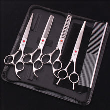 Dog Grooming Scissors Kit 7" 6.5" Stainless Pet Curved Scissors Thinning Scissors Straight Shears