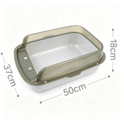 Sanitary Tray for Cats, Semi-Closed, with Higher Edges and Deeper Bottom, Available in Various Colors