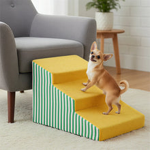 3/4/5-Step Foam Dog Stairs - High-Density Pet Ramp - Washable Cover - Bed & Sofa Access