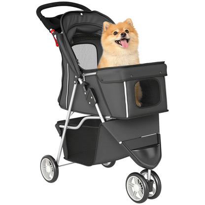 Pawhut Stroller for Small Dogs with Storage Basket, Mesh Windows and Safety Belt 77X44X102 cm
