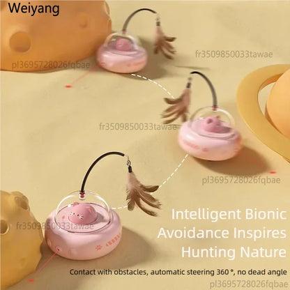 Electric UFO Cat Teaser, Smart Interactive Cat Toy, Replaceable Feather & Bell, Training Entertainment Pet Supplies