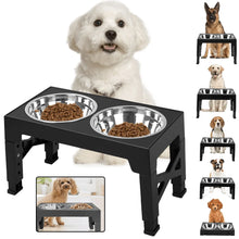 Adjustable Elevated Pet Bowls – Double Stainless Steel Feeding Station with 5 Height Levels for Dogs & Cats