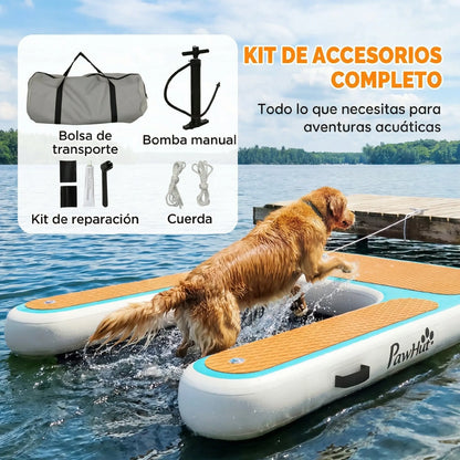 Pawhut Inflatable Water Ramp for Dogs for Pools Boats Lakes 151X102 cm with Non-Slip Eva Surface