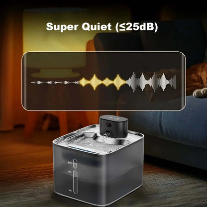 Wireless Cat Fountain 5000mAh Rechargeable 304 Stainless Steel Quiet Automatic Induction Pet Water Dispenser For Cats Dogs