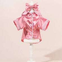 Chic Satin Dog Pajamas Set - Soft Cute Pet Sleepwear with Bow Headband Costume