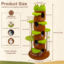 Modern 187cm Tall Green Indoor Cat Tower Center Multi-level Cat Climbing Actitivy Tower with Scratching Posts