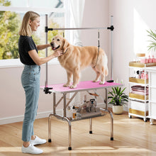 Dog Grooming Table – Foldable Pet Grooming Table with Adjustable Arm, Non-Slip Surface & Storage Basket, 107 × 60 × 164 cm
