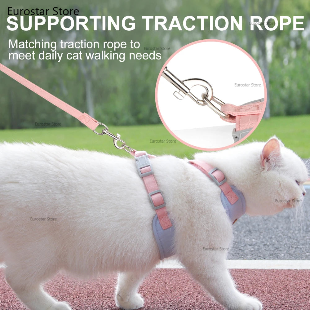 Breathable Nylon Mesh Dog Cat Harness Leash Set Soft Suede Fabric Puppy Cat Harnesses Vest Lead For Small Medium Dogs Cats