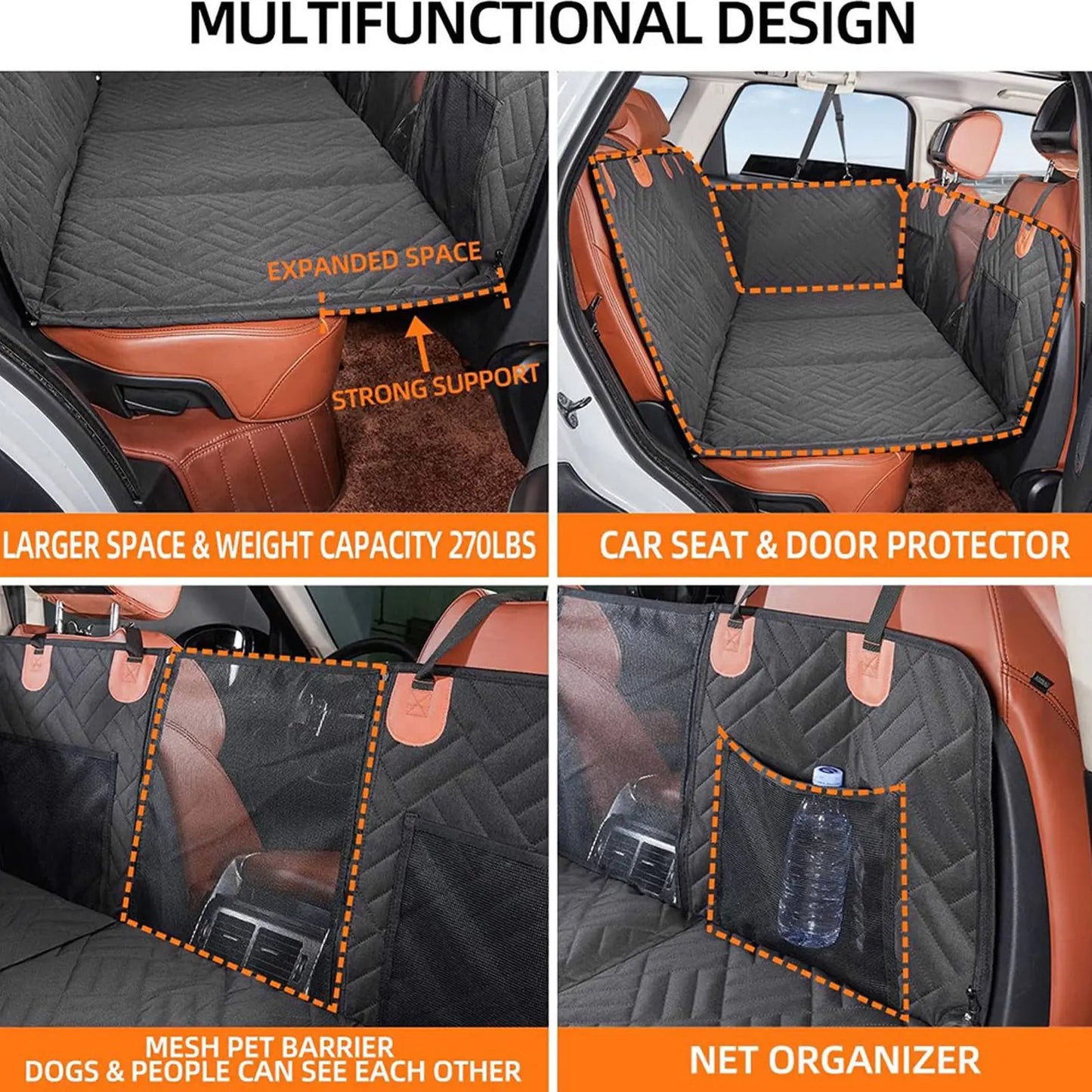 Dog Car Seat Cover Waterproof Back Seat Hammock 600D Oxford