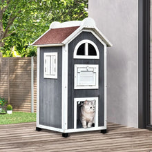 Outdoor Cat House – Weatherproof Wooden Cat Shelter with 2 Floors for Cats & Small Pets