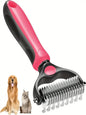 🐾Double-Sided Pet Grooming Brush – Hurtless Shedding & Dematting Undercoat Rake for Dogs and Cats