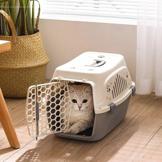 Pet Carrier Box – Portable Cat & Dog Travel Carrier with Breathable Window, 46 × 31 × 33 cm