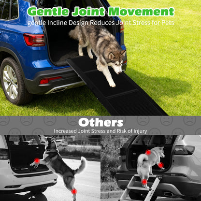 Nobleza Dog Ramp for Car 170X44 cm – Foldable in 4, Aluminum, Non-Slip Surface, Supports up to 80 kg – Ideal for Small, Medium and Large Dogs