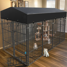 Heavy Duty Large Dog Kennel - Welded Metal Outdoor Pet Run with Roof