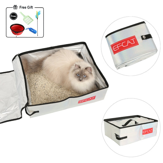 EFCAT Portable Cat Simple Litter Box With Cover Foldable Waterproof Large Size Outdoor Pet Kitten Travel Toilet