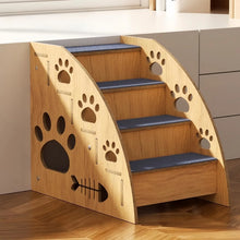 4-Step Wooden Pet Ramp - Detachable Dog Stairs - Bed & Sofa Access Ladder UK