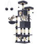 Feandrea scratching post Large, 206 cm High, XXL Cat Tree, with 13 Scratching Pillars, 2 Platforms, 2 Caves Basket hammock Plush balls