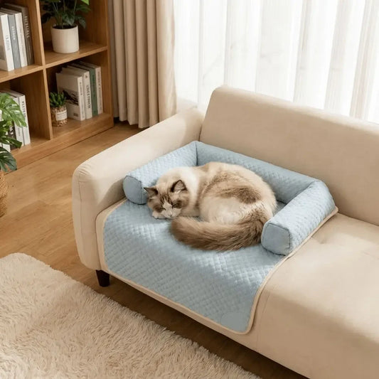 Pet Bed Mat Breathable Dog Cooling Mat Detachable Comfortable Dog Sofa Cushion Non-Slip with Pillow Pet Summer Pad Pet Kennel