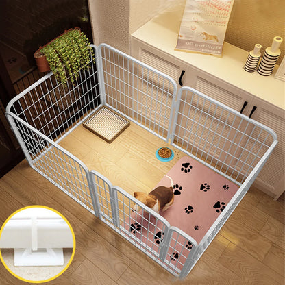 6 Panels Puppy Kennel Cage Foldable  Metal Barrier Playpen Dog Exercise Fence Pet Kennel House For Dog Cat Rabbit Pet Exercise