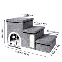 Dog Stairs – Foldable 3-Step Pet Stairs with Storage & Resting Platform for Beds & Sofas