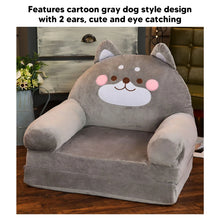 UK Kids Sofa Easy To Clean Soft Breathable Toddler Chair Stable Backrest Cartoon Gray Dog  Wide Handle for Relaxing