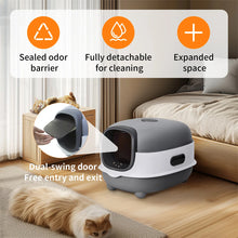 Hooded Cat Litter Pan Box with Litter Scoop Front Entry Enclosed Toilet Tray for All Cat Breeds,Easy Clean Anti-splash Design