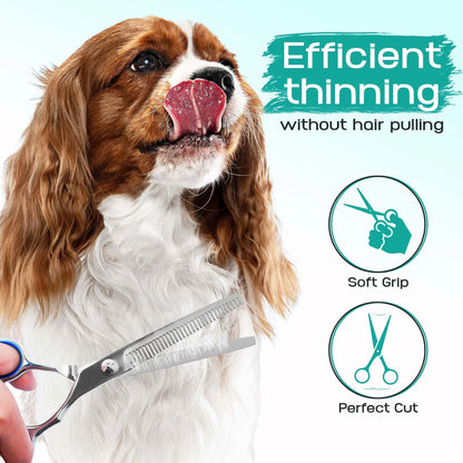 5PCS Pet Grooming Scissors Set – Stainless Steel Dog & Cat Hair Cutting Kit with Safety Round Tips
